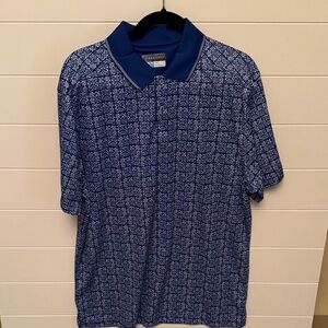 PGA Tour Navy and White Geometric Polo